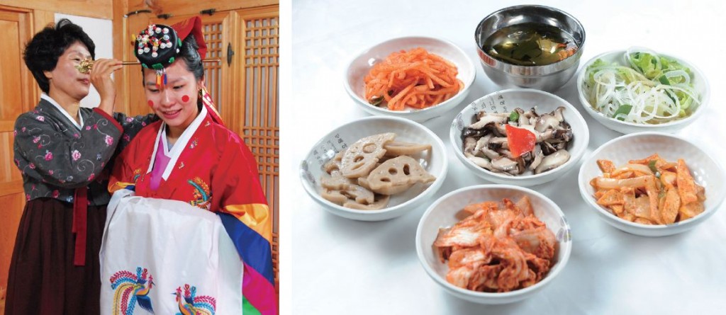 隨着韓國文化日漸流行，港人對韓國傳統服飾（左）及食品（右）均有所認識。