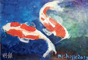 憑畫獲獎——瑤瑤晝的這幅描繪錦鯉的水彩畫，將會製成紀念版郵票發行。